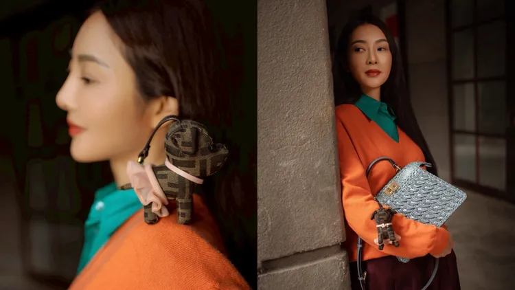 吳速玲演繹FENDI 2026早春系列作品，被可愛狗狗吊飾激發少女心。品牌提供
