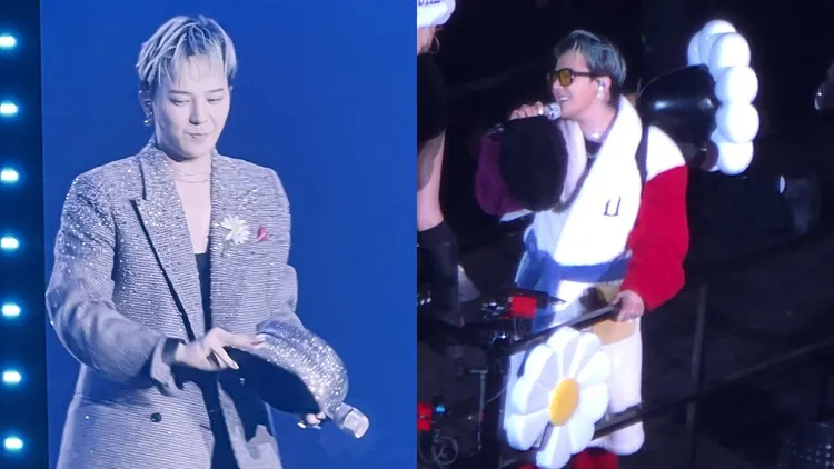 GD今晚在台北大巨蛋举行第2场演出，绕场时背著等身的小雏菊手灯。读者提供