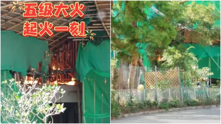 一段疑似是香港宏福苑社區大樓火警起火點剛燃燒的影片在網路上曝光。翻攝微博