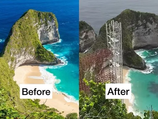 不是AI製圖！中企在峇里省絕美懸崖建電梯　民眾批景觀全毀了