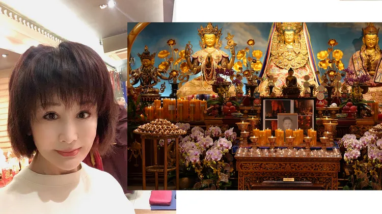 潘迎紫到大埔宏福苑火灾法会捻香祈福。翻摄潘迎紫脸书