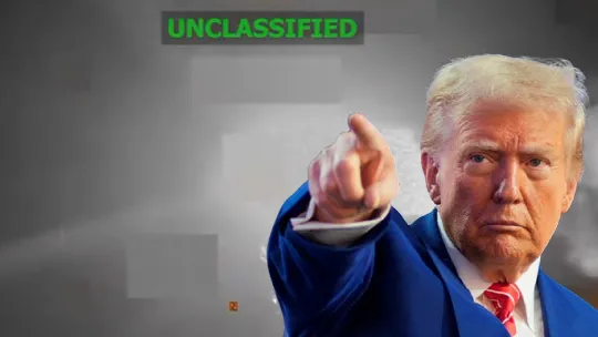 美國總統川普（美聯社）下令擊沉疑似運毒船。合成畫面。背景為X@Pete Hegseth