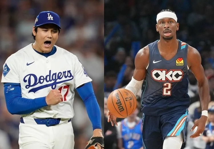 大谷翔平(左)亚历山大(右)。美联社