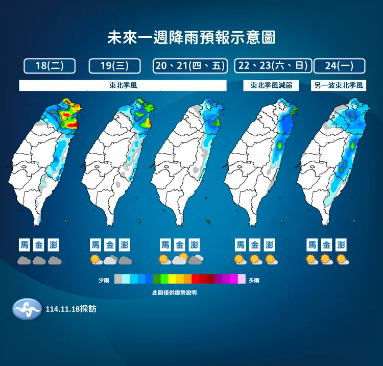 未來降雨趨勢。氣象署提供