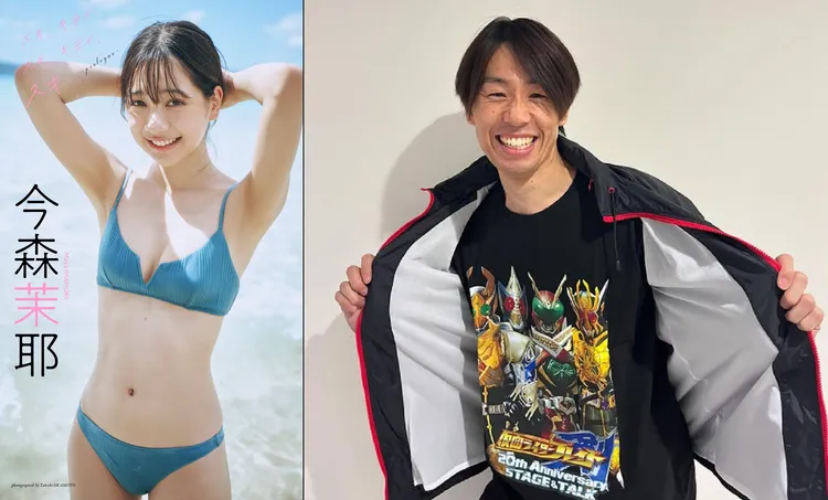 《第一戰隊五獸者》19歲女星今森茉耶（左）被爆和同劇41歲替身演員淺井宏輔搞不倫。翻攝今森茉耶X、淺井宏輔IG