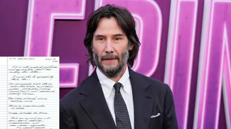 好莱坞男星基努李维（美联社）感谢FBI的亲笔信曝光。翻摄FBI