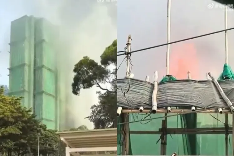 香港宏福苑社区大火酿重大死伤，7栋高楼大厦陷火海疑装修竹鹰架、围网帆布引火蔓延，反观台湾已有法规严格规定，施工中的鹰架皆为钢管构造，且施工中须由承造人、专任工程人员及工地主任进行自主检查。翻摄画面