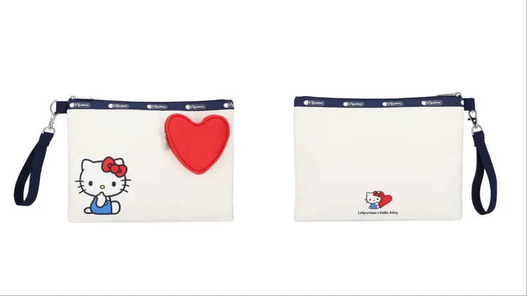 LeSportsac X Hello Kitty愛心造型手拿包，3400元。品牌提供