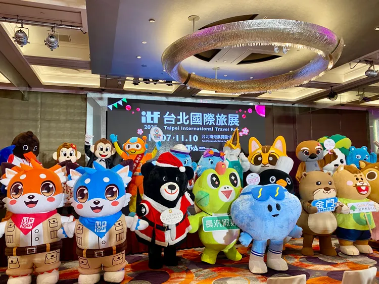 各家業者吉祥物齊聚ITF展前會。莊偉祺攝