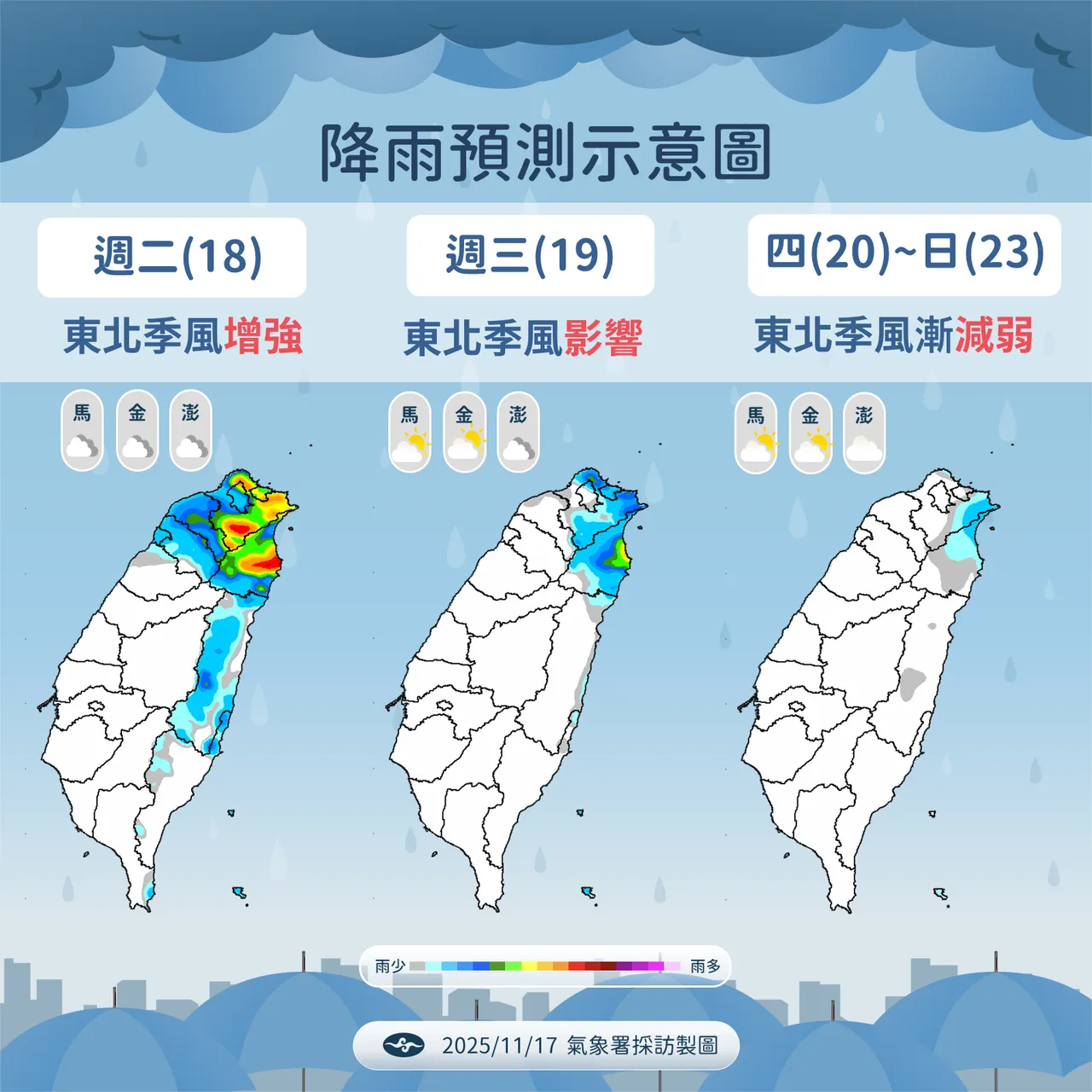 未來降雨趨勢。氣象署提供