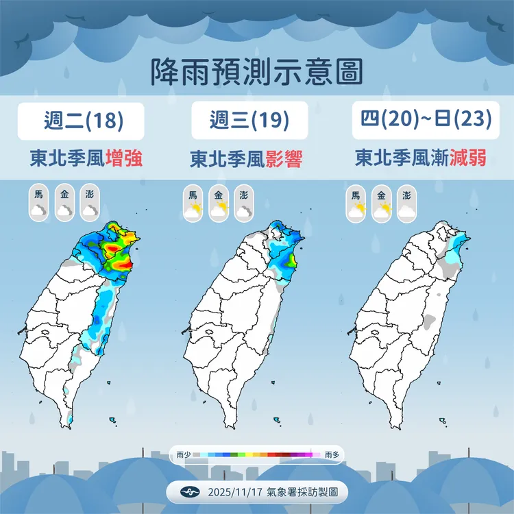 未來降雨趨勢。氣象署提供