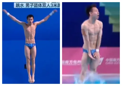 糗！中国跳水选手「炸鱼」垂直落水　空前「0分」影片曝光