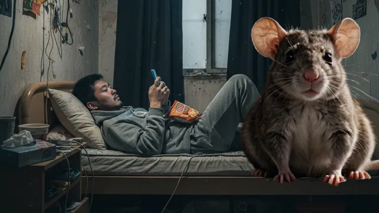 中國部分倦怠的年輕人自稱是躺平的「老鼠人」，他們對未來看不到希望，生活就跟老鼠一樣。AI示意圖