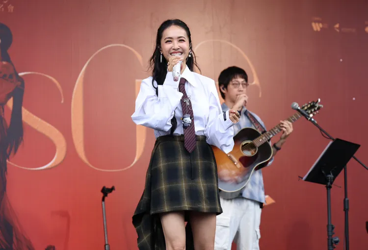 Jolin被台下粉絲逗笑。莊宗達攝