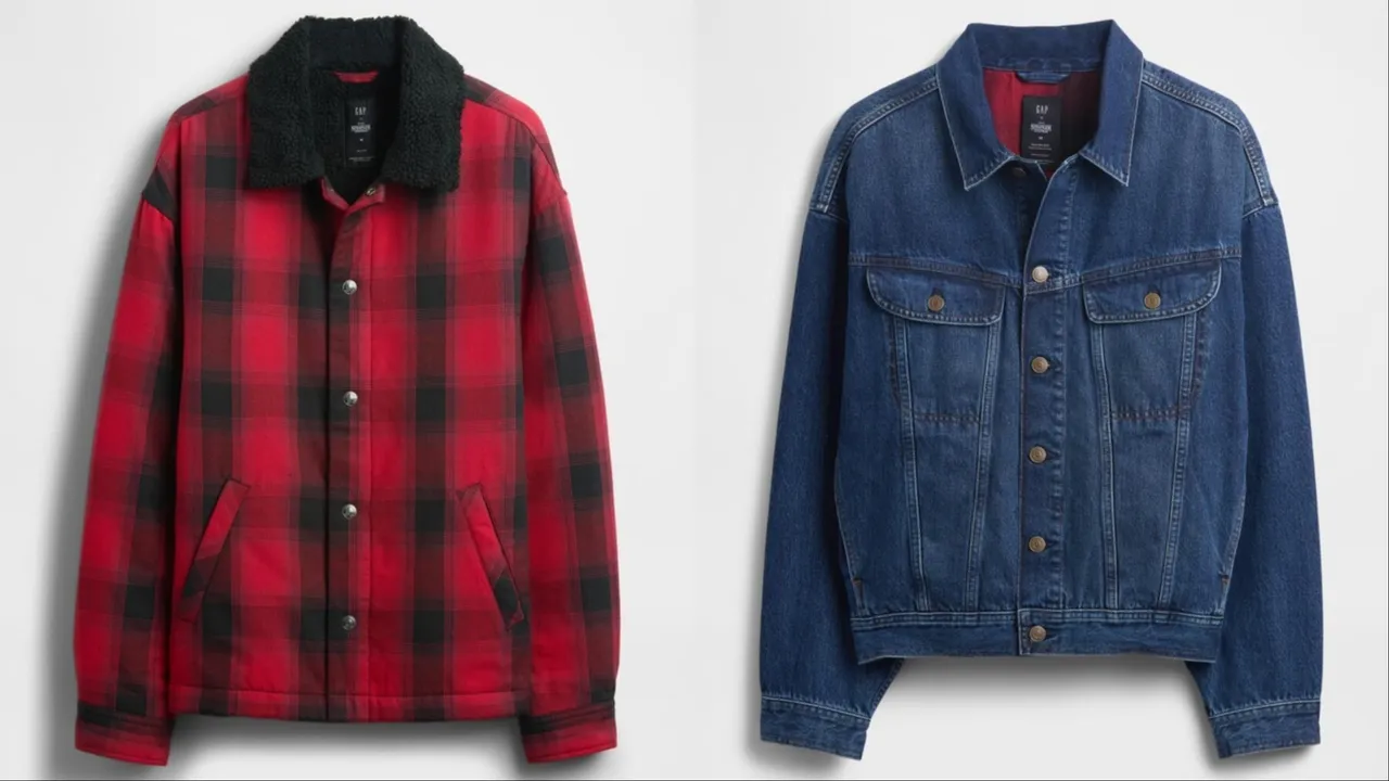 Gap怪奇物语联名系列格纹外套（左）4499元、造型牛仔外套（右）5999元。品牌提供