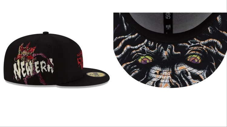 NEW ERA與怪奇物語聯名透過劇中魔王、魔神元素營造詭譎暗黑風格。品牌提供