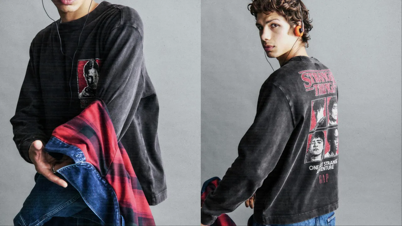 Gap《怪奇物语》联名系列采用双面设计呼应颠倒世界的「多重视角」概念。品牌提供