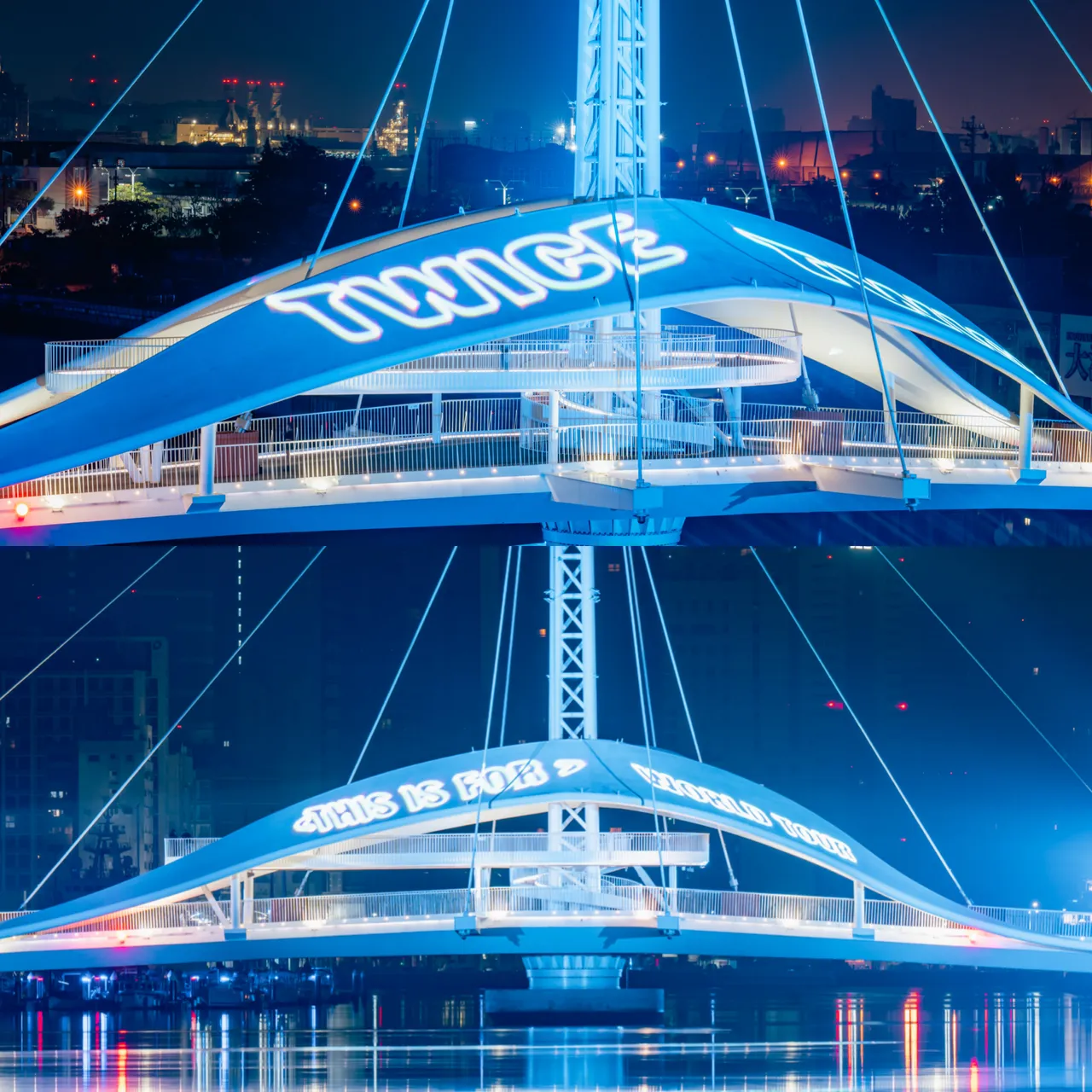 高雄大港橋亮起TWICE團名。Live Nation Taiwan提供