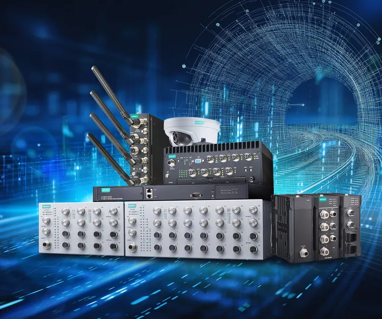 Moxa最新推出通过EN 50155认证产品，协助铁路业者与系统整合商在数位化与资安并重的时代稳健前行。Moxa提供