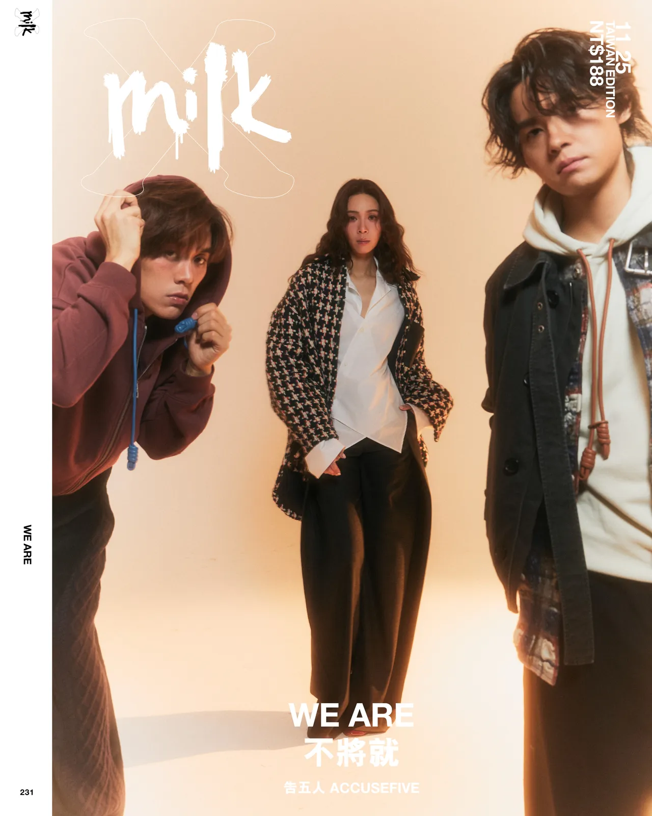 告五人拍摄《MilkX》封面。《MilkX》Taiwan提供