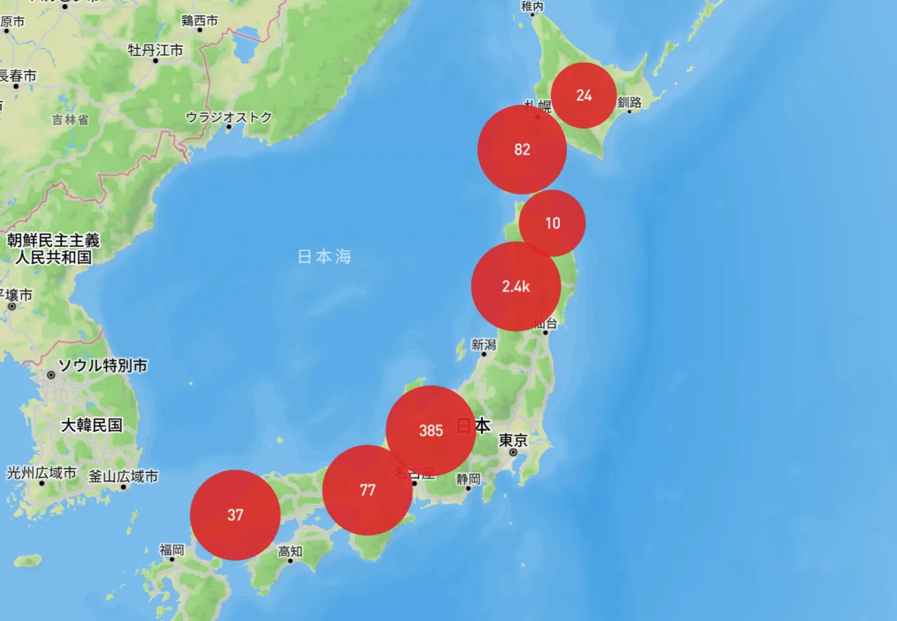 过去1周日本各地几乎都看得到熊出没。翻摄自KumaMap