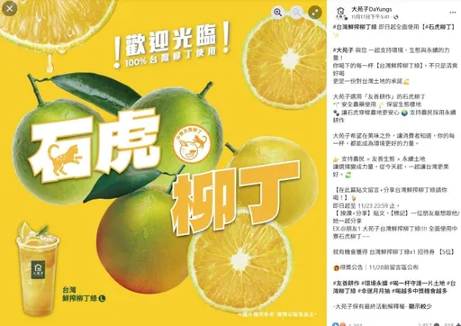 大苑子註冊「石虎柳丁」卻1顆都沒買！今下架所有宣傳品