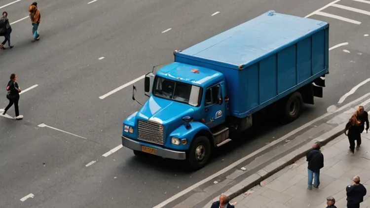 老翁驾驶蓝色卡车冲上人行道、撞进传统市场。AI示意图