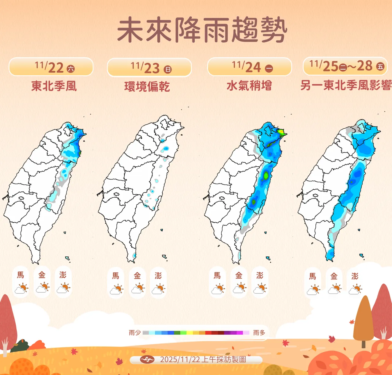 未來降雨趨勢。氣象署提供