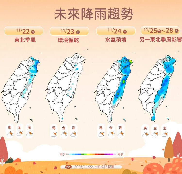 未來降雨趨勢。氣象署提供