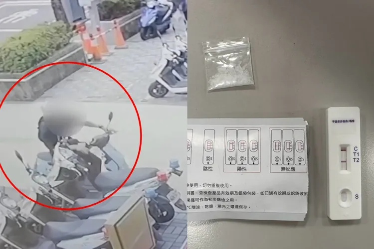 呂男吸毒後跑到中和警局自首，但卻是騎著微型電動機車。翻攝畫面