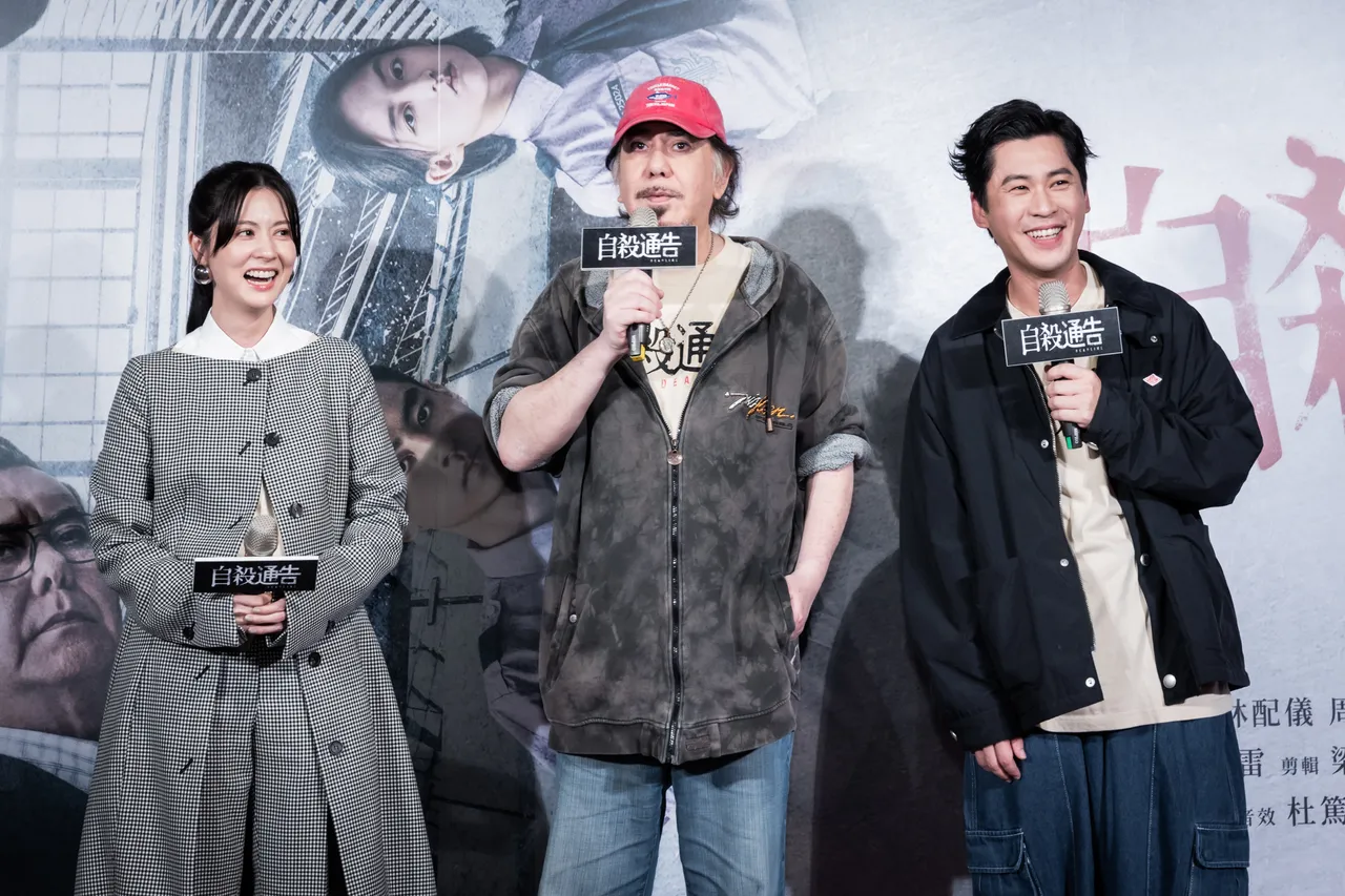 林予晞（左起）、黄秋生与黄迪扬，映后与影迷互动。本萃电影提供