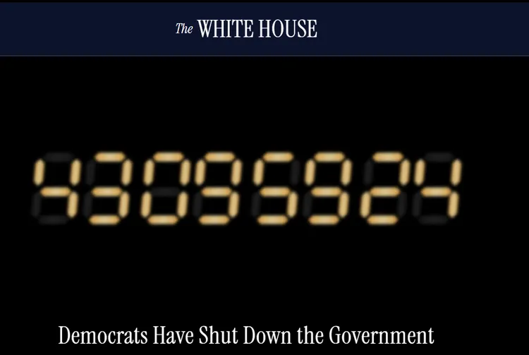 美國創下史上最長的政府停擺43天記錄。翻攝whitehouseshutdownclock