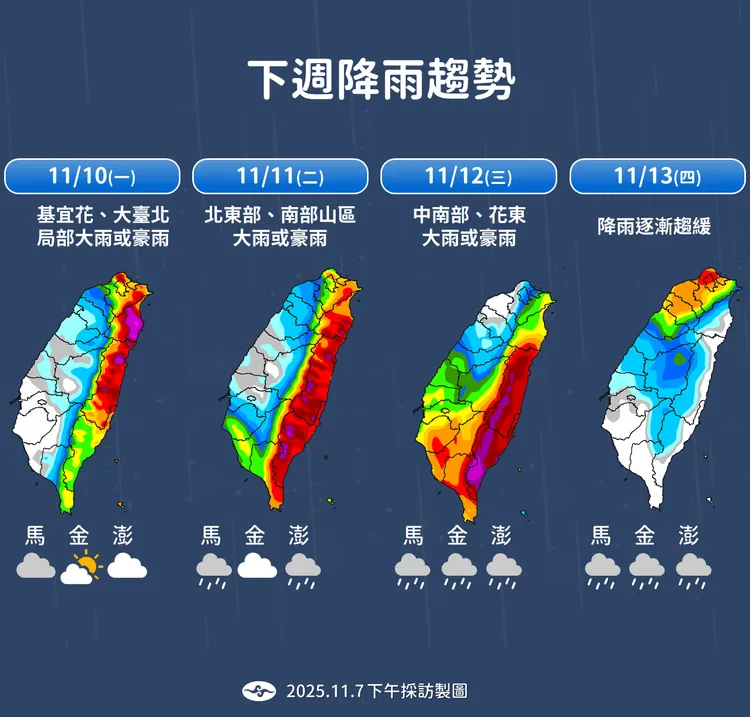 未來降雨趨勢。氣象署提供
