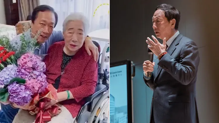 郭台铭与母亲初永真。翻摄自郭台铭脸书