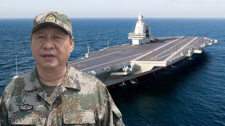 中國國家主席習近平將主持福建艦航母入列服役儀式。合成畫面。翻攝解放軍網