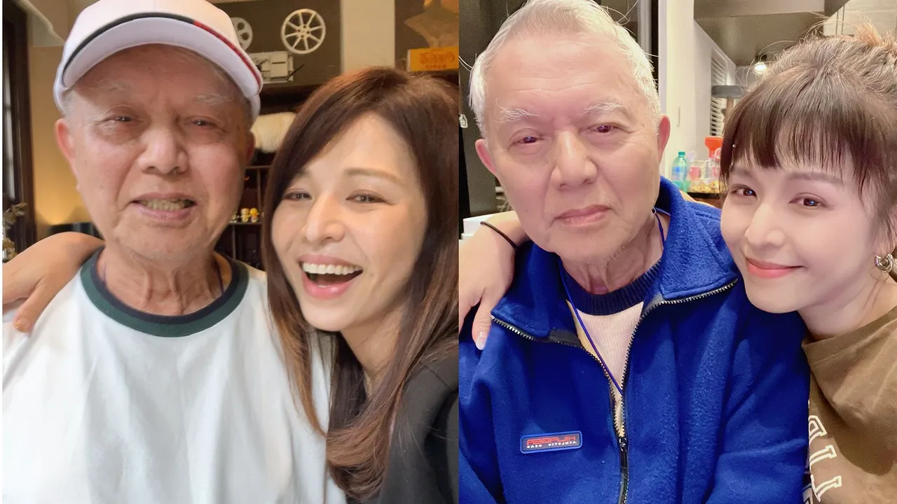 邱以太的外公今年初离世，图为妈妈林叶亭和外公合照。资料照、林叶婷提供