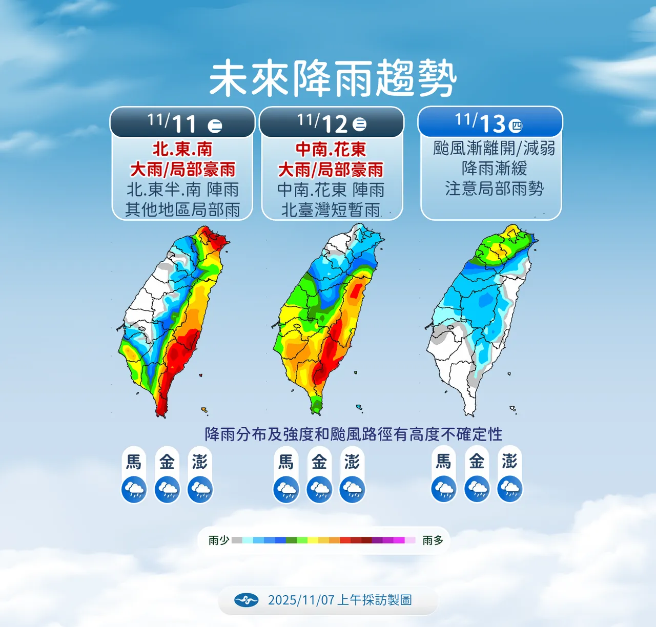 未來降雨趨勢。氣象署提供