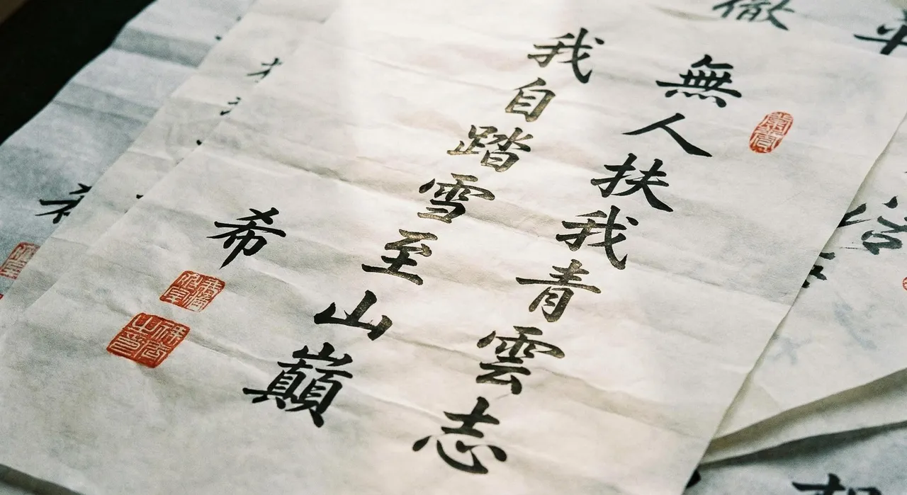 AI生成的毛筆字跡圖片。翻攝自臉書 @AI咒語公社