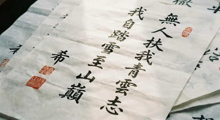 AI生成的毛筆字跡圖片。翻攝自臉書 @AI咒語公社