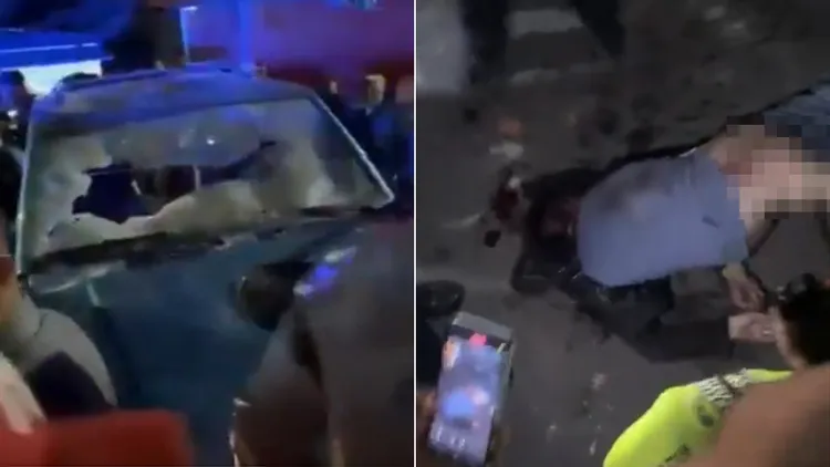 酒驾肇逃驾驶帕拉被愤怒的骑士们当街打死。翻摄自X