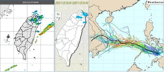 「天琴」颱風即將生成。左中擷取自中央氣象署、右擷取自weathernerd