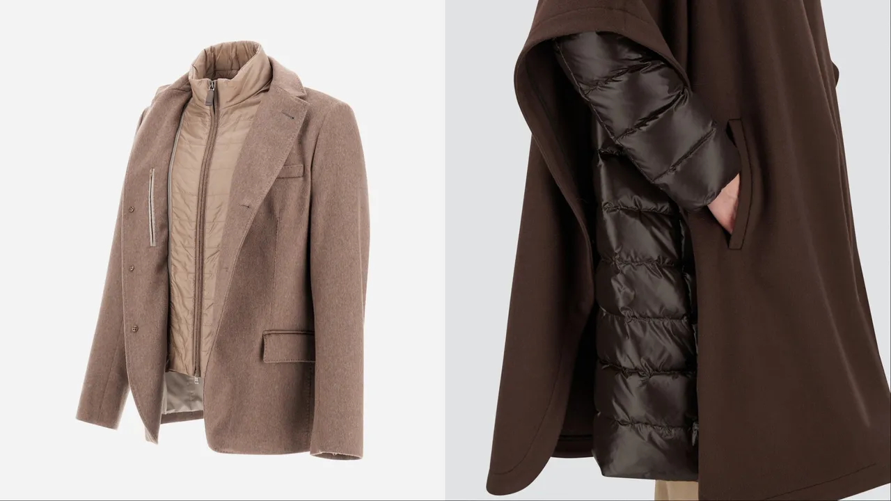 无论是男仕系列的羊羽绒西套或是女仕羊羽绒斗篷大衣，皆兼顾「轻」与「暖」。品牌提供