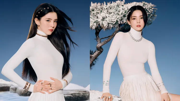 韩韶禧拍摄Boucheron岁末形象广告，整个人比白雪还要白。品牌提供