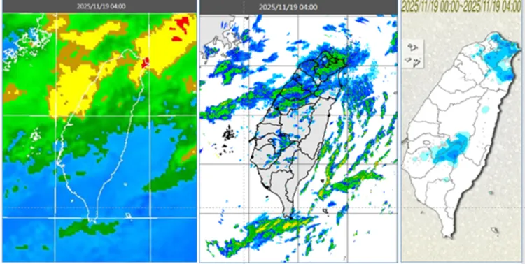 中高層雲系移入，迎風面降水回波較多，北台灣已有局部降雨。氣象應用推廣基金會
