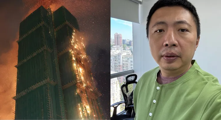 香港發生大火，美食微博「食貧道」稱先拍下來再說惹議。路透社、翻攝「食貧道」微博