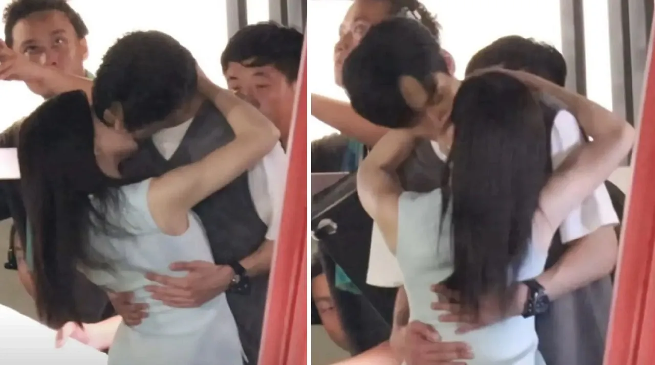 陈妍希新戏《狙击蝴蝶》，与小19岁男星周柯宇激情热吻。翻摄娱闻蜀黍微博