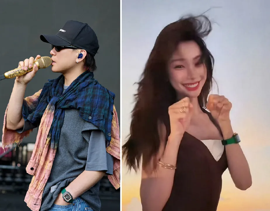 胡彦斌与易梦玲戴同品牌情侣款手表。翻摄微博