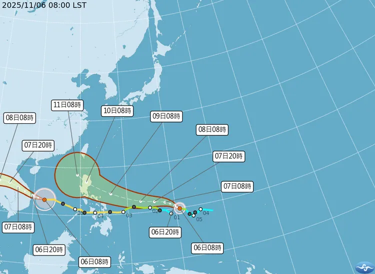 轻度台风凤凰逐渐北转。气象署提供
