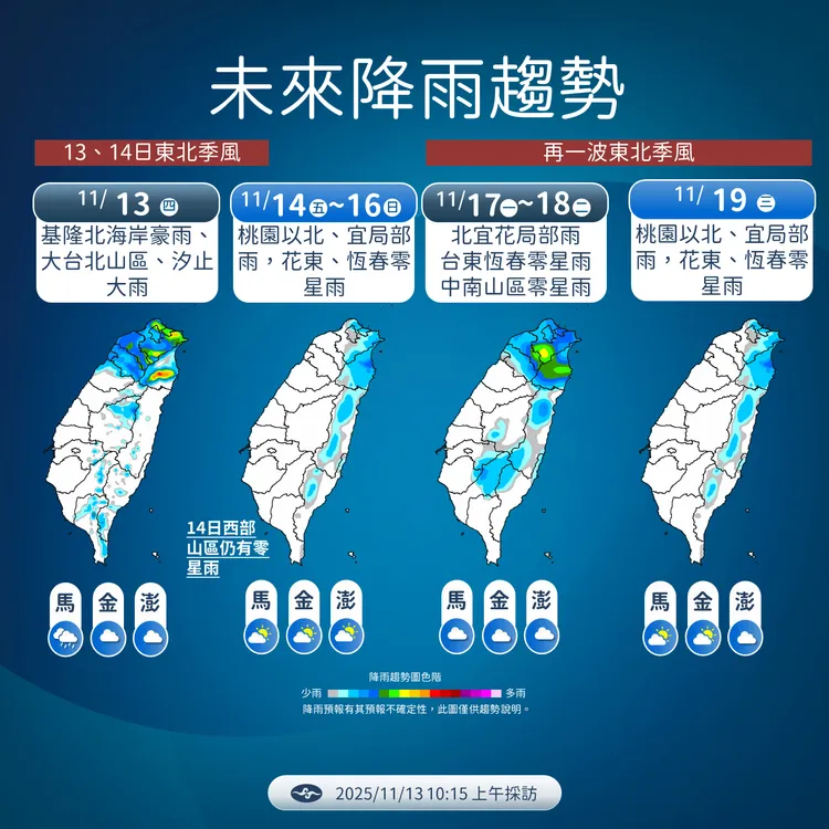 未來降雨趨勢。氣象署提供