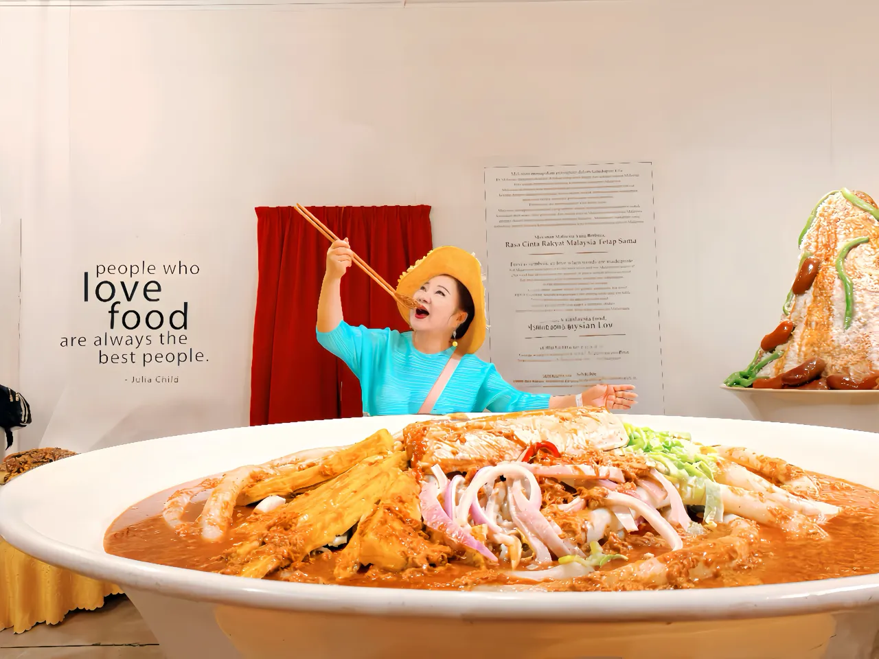 白冰冰參觀馬來西亞檳城的食物狂想館。長興影視提供